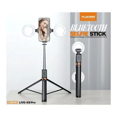 Plokama K9 Pro Double LED Selfie Stick Tripod