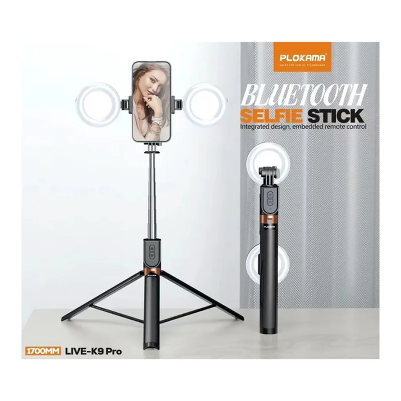 Plokama K9 Pro Double LED Selfie Stick Tripod — Detail 1